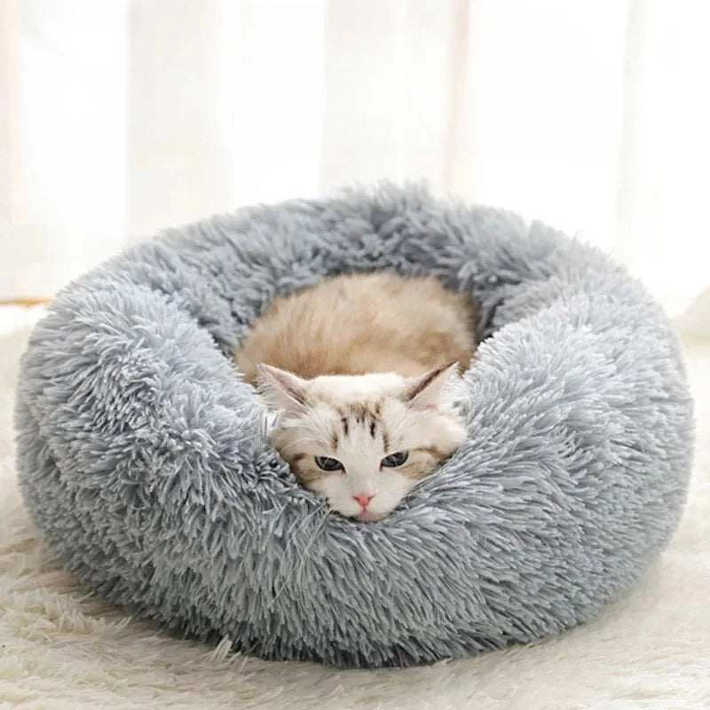 Soft Pet Cat Dog Round Bed Pad Plush Warm Faux Fur