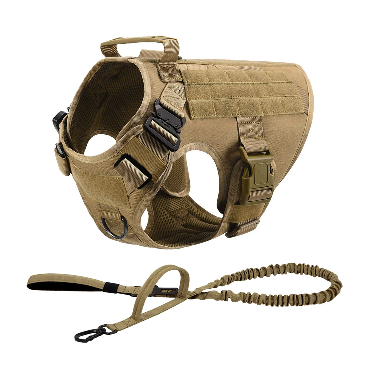Tactical Dog Harness Collar Leash Molle Pouches For Medium Large Dogs