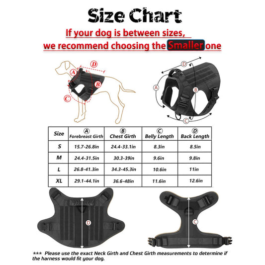 Tactical Dog Harness Collar Leash Molle Pouches For Medium Large Dogs