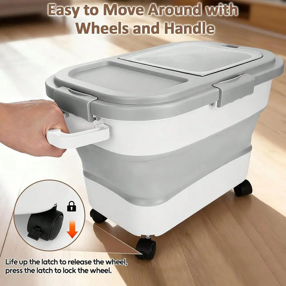 Medium Sized Pet Dog Food Collapsible Airtight Container With Cup And Scoop