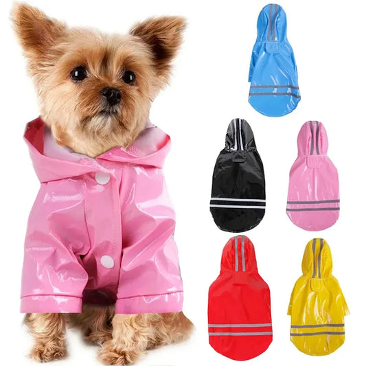 Summer Outdoor Puppy Pet Rain Coat S-XL Hoody Waterproof Jackets PU Raincoat for Dogs Cats Apparel Clothes