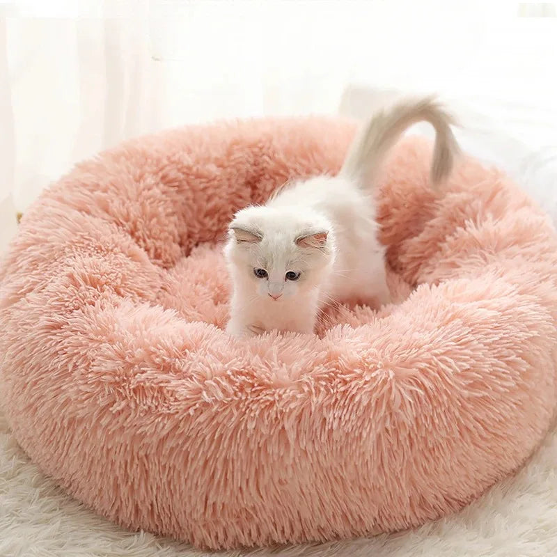 Soft Pet Cat Dog Round Bed Pad Plush Warm Faux Fur