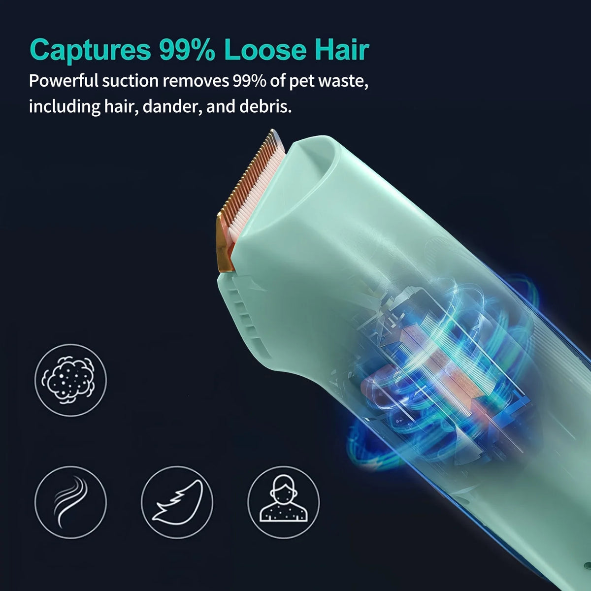 Pet Grooming Vacuum Kit: Powerful vacuum suction removes 99% of pet hair; includes a professional clipper; a versatile grooming tool suitable for dogs, cats, and other animals