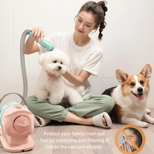 Pet Grooming Vacuum Kit: Powerful vacuum suction removes 99% of pet hair; includes a professional clipper; a versatile grooming tool suitable for dogs, cats, and other animals
