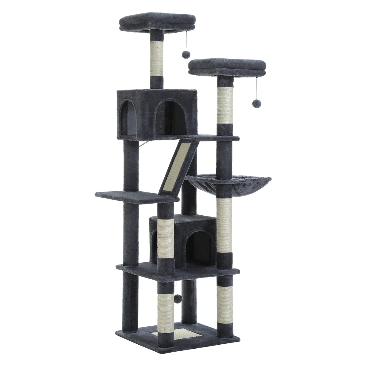 Multi-Level Plush Cat Condo with Scratching Posts Scratching Boards Perches Caves