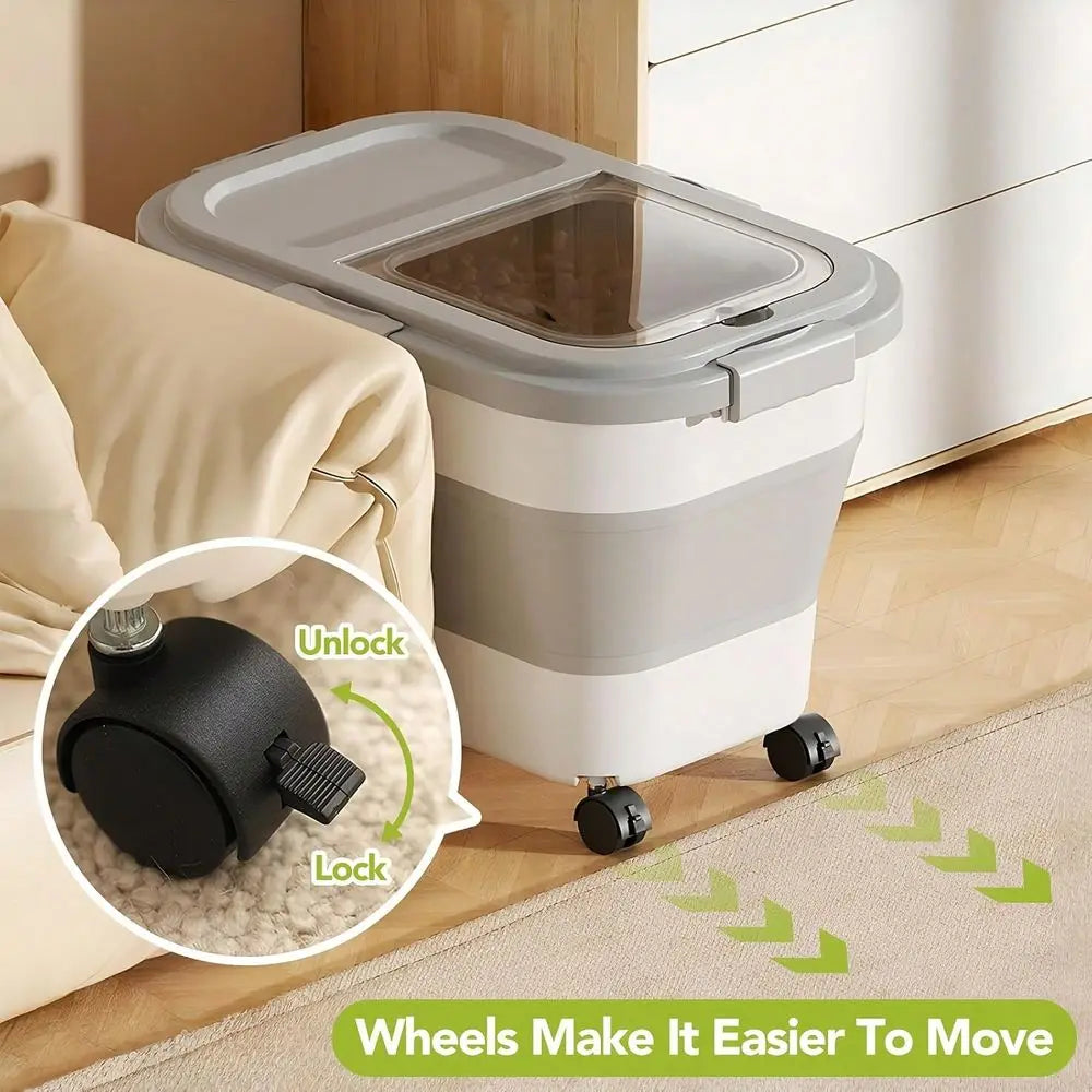 Medium Sized Pet Dog Food Collapsible Airtight Container With Cup And Scoop
