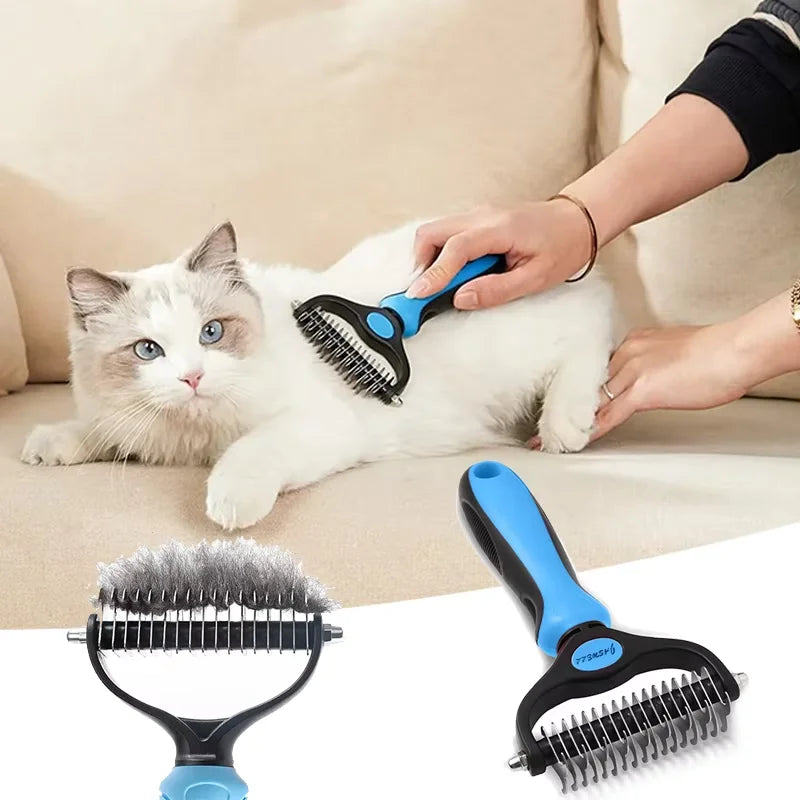 Double Sided Stainless Steel Pet Grooming Brush Dog Cat Hair Remover And Detangler