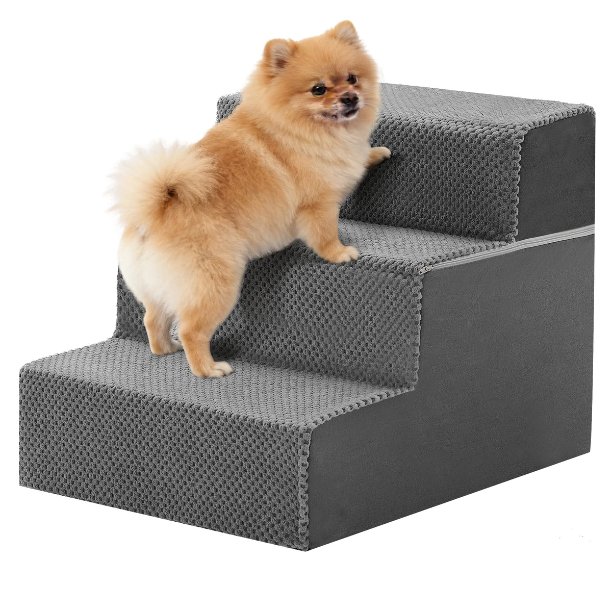 JHK 3-5 Step Right Angled Foam Dog Stairs Ramp for Small Dogs