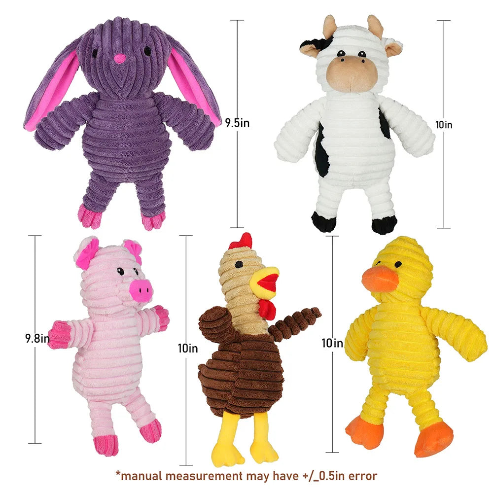 5 Pack Dog Toys Plush Dog Squeaky Toys, Assortment Value Bundle