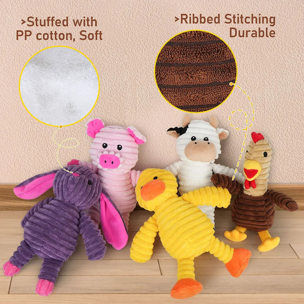 5 Pack Dog Toys Plush Dog Squeaky Toys, Assortment Value Bundle