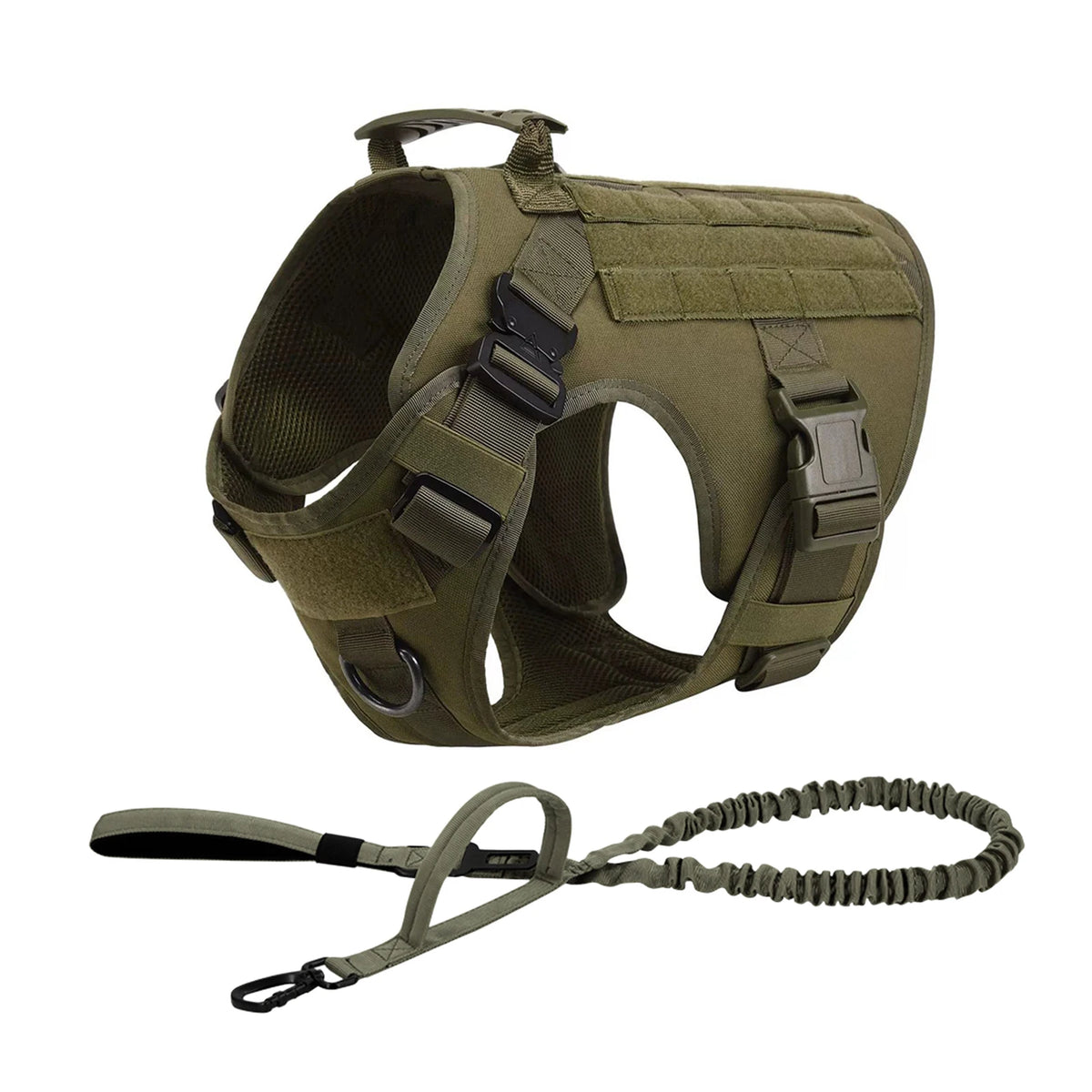 Tactical Dog Harness Collar Leash Molle Pouches For Medium Large Dogs