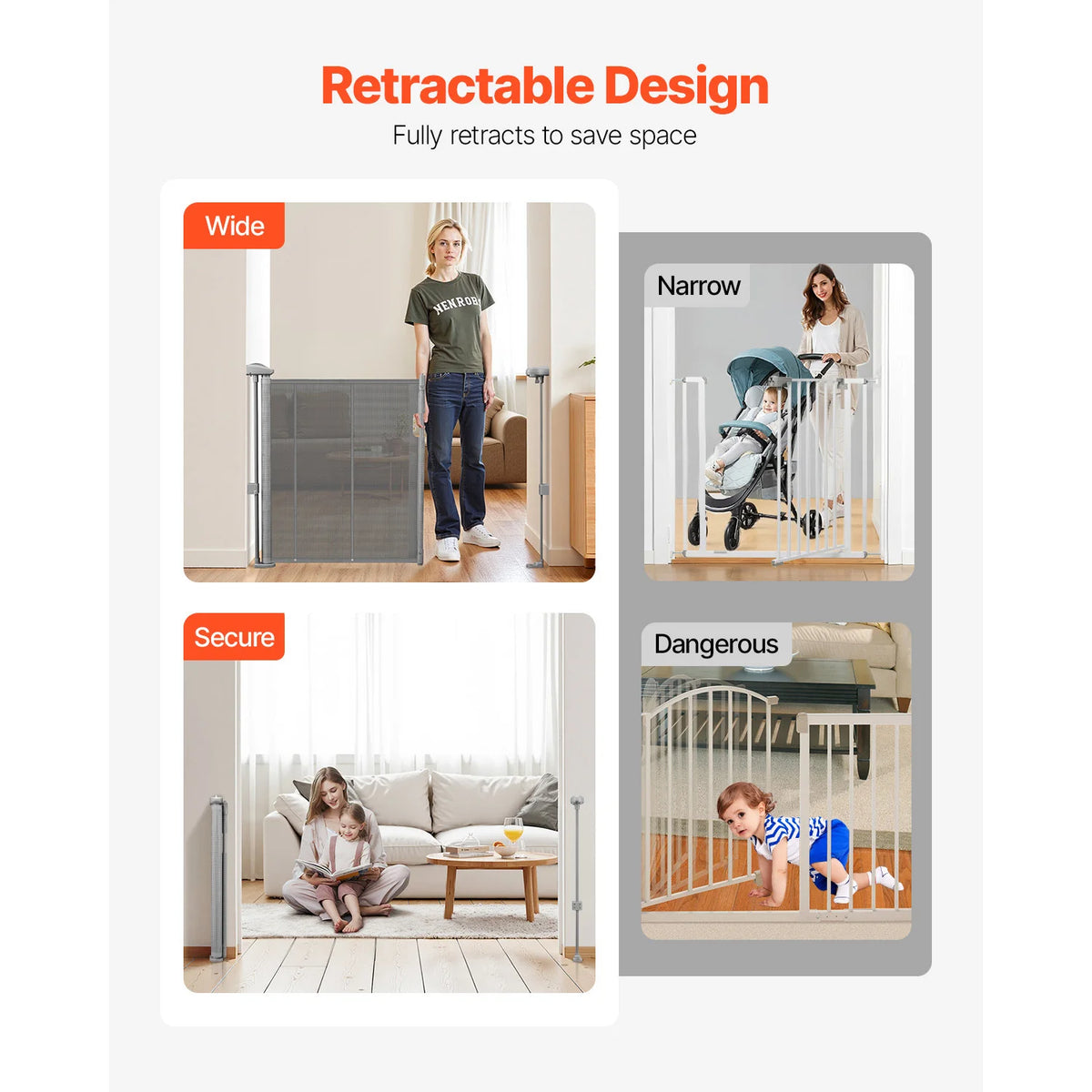 SucceBuy 55/71/110in Retractable Gate 34in Tall