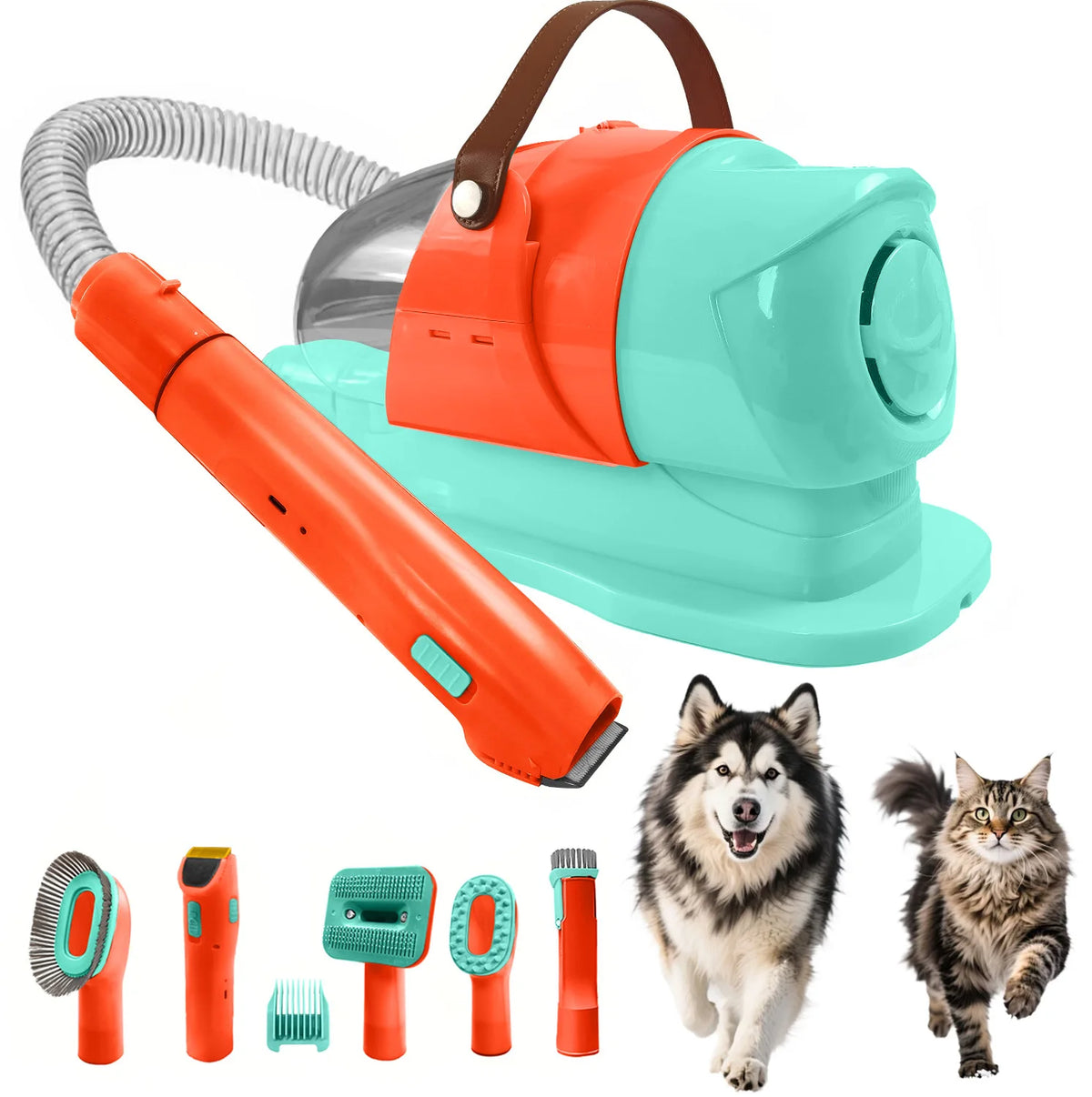 Pet Grooming Vacuum Kit: Powerful vacuum suction removes 99% of pet hair; includes a professional clipper; a versatile grooming tool suitable for dogs, cats, and other animals