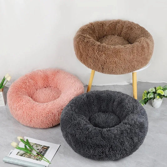 Soft Pet Cat Dog Round Bed Pad Plush Warm Faux Fur