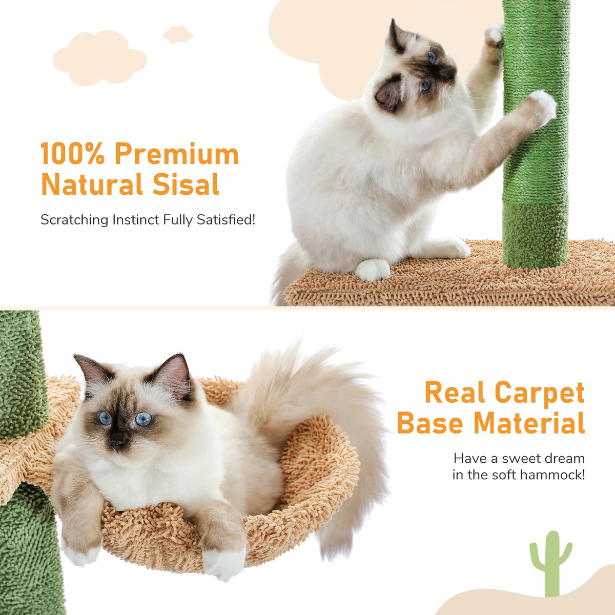 Cat Tree 5-Tier Floor to Ceiling Cat Tower Cactus