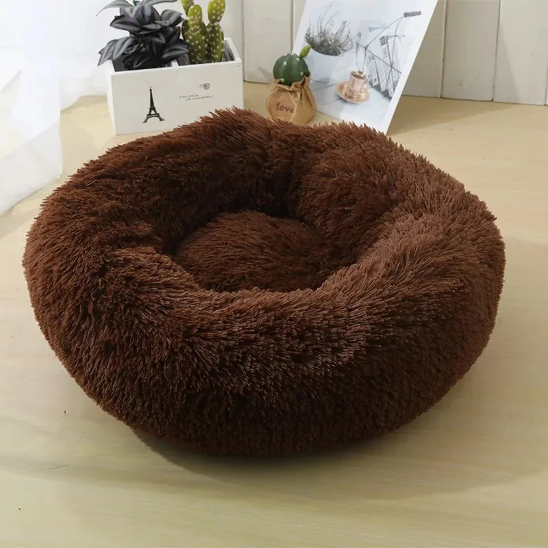 Soft Pet Cat Dog Round Bed Pad Plush Warm Faux Fur