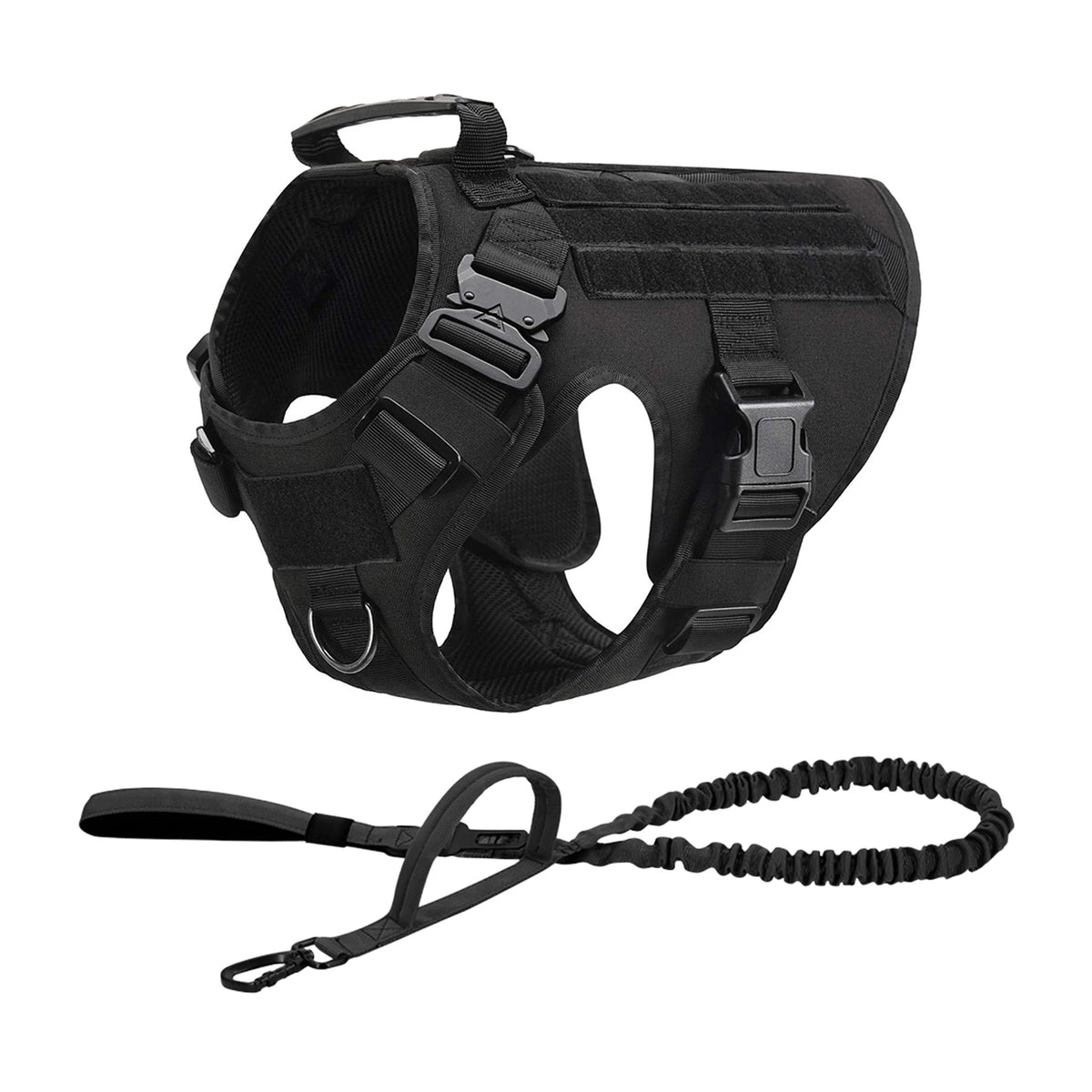 Tactical Dog Harness Collar Leash Molle Pouches For Medium Large Dogs