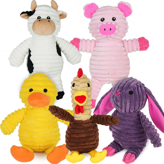 5 Pack Dog Toys Plush Dog Squeaky Toys, Assortment Value Bundle