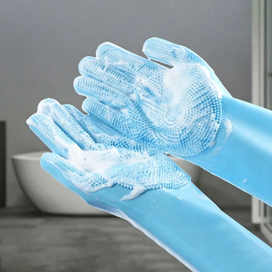 Silicone Pet Bathing Gloves with Massage Bristles - Waterproof, Anti-Scratch & Bite-Proof for Dogs & Cats, Deep Cleaning & Fur Removal, Dry & Wet Use