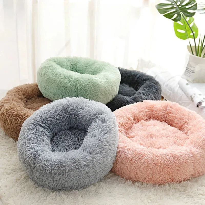 Soft Pet Cat Dog Round Bed Pad Plush Warm Faux Fur
